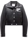 Courrèges Stretch Cotton Cropped Vinyl Jacket Reedition In Black