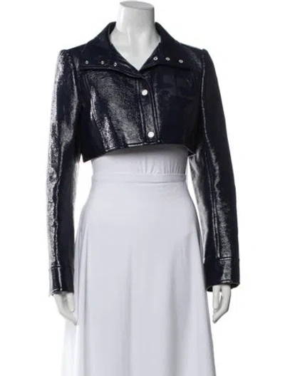 Pre-owned Courrèges Faux Leather Jacket In Blue