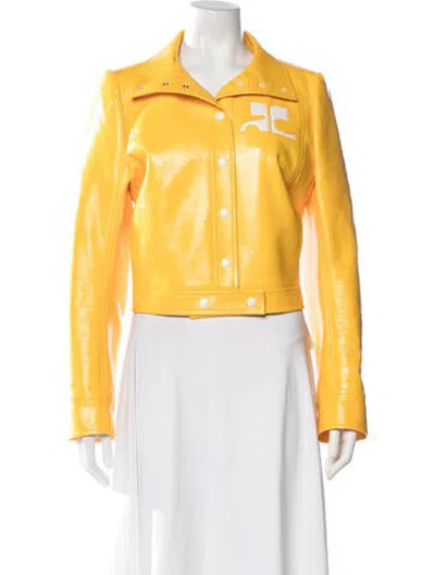 Pre-owned Courrèges Faux Leather Jacket In Yellow