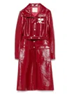 Courrèges Belted Tailored Coat With Glossy Finish In Red