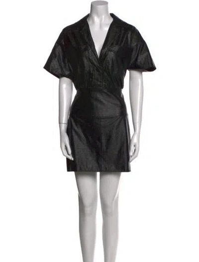 Pre-owned Courrèges Faux Leather Mini Dress In Black