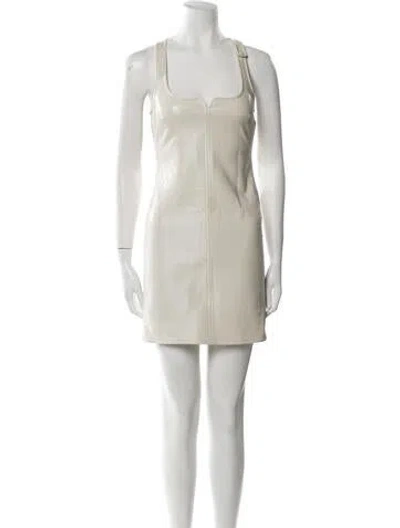 Pre-owned Courrèges Faux Leather Mini Dress W/ Tags In Neutral