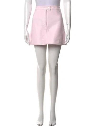 Pre-owned Courrèges Faux Leather Mini Skirt In Pink