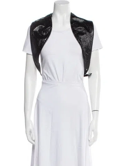 Pre-owned Courrèges Faux Leather Printed Bolero W/ Tags In Black