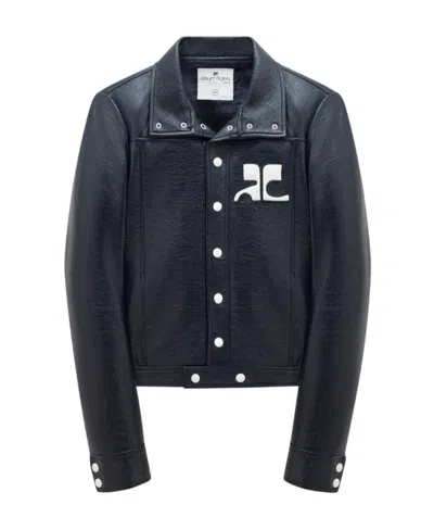 COURRÈGES FAUX-LEATHER SHIRT JACKET