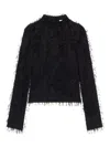 Courrèges Feather-embellished Long-sleeve Top In Black