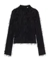 Courrèges Feather-embellished Long-sleeve Top In Black
