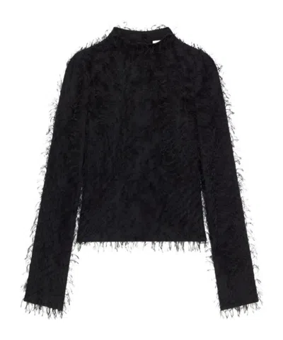 COURRÈGES FEATHER-EMBELLISHED LONG-SLEEVE TOP