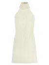 Courrèges Halter Neck Sleeveless Mini Dress With Feathers In White