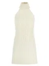 Courrèges Halter Neck Sleeveless Mini Dress With Feathers In White