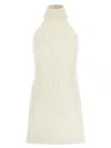 Courrèges Halter Neck Sleeveless Mini Dress With Feathers In White