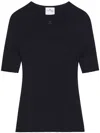 Courrèges Solar Logo-patch Ribbed T-shirt In Blue