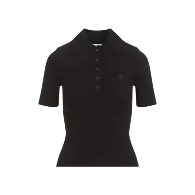 COURRÈGES COURRÈGES FITTED BLACK RIBBED T-SHIRT