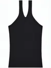 Courrèges Fitted Black Sleeveless Ribbed Top With Subtle Zipper In Black