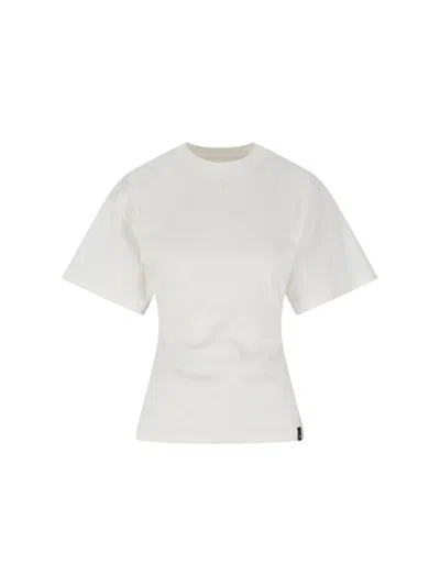 Courrèges Fitted Crew Neck Short Sleeve T-shirt In White