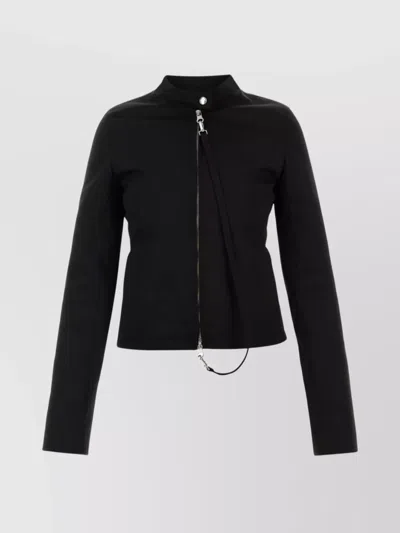Courrèges Fitted High Collar Zip Detail Jacket In Black