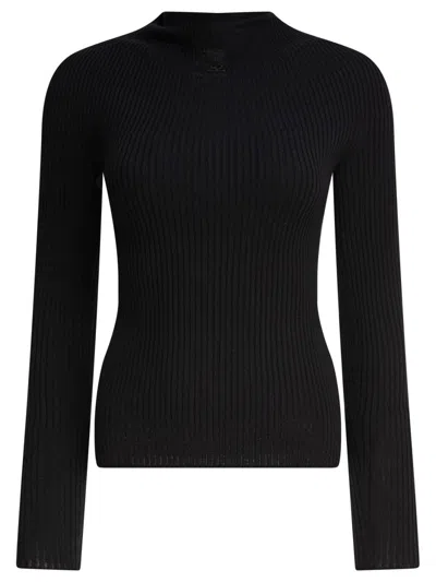 Courrèges Fitted Knitwear Top With Ribbed Texture In Black