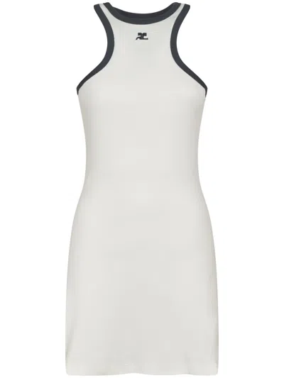 COURRÈGES COURRÈGES FITTED RACERBACK DRESS WITH CONTRASTING TRIM