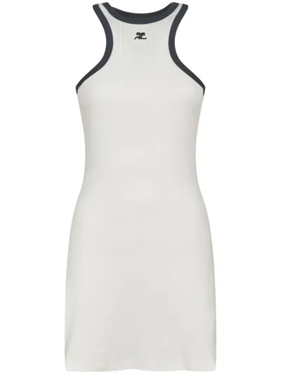 Courrèges Square Neck Mini Dress In Neutrals