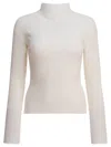 Courrèges Fitted Ribbed Knitwear With High Neckline In White