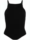 Courrèges Fitted Ribbed Sleeveless Top With High Neckline In Black