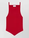 Courrèges Fitted Ribbed Tank Top With Shoulder Pads In Red