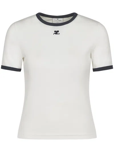 COURRÈGES FITTED SIGNATURE CONTRAST T-SHIRT