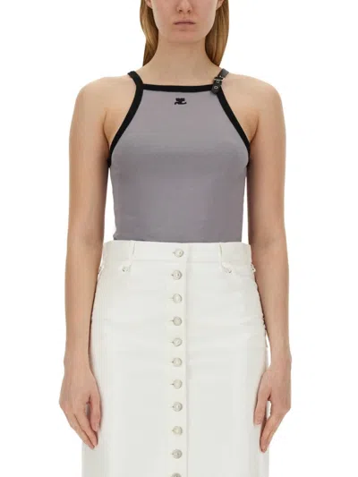 Courrèges Tops With Logo In Gray