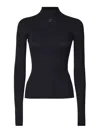 Courrèges Ribbed Turtleneck Sweater In Black