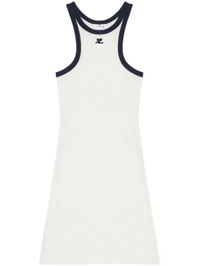 COURRÈGES COURRÈGES FITTED WHITE MINI DRESS