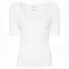 Courrèges Fitted White Short-sleeve Top With Scoop Neckline In White
