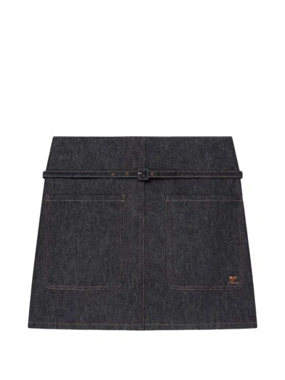 Courrèges Flap-pocket Mini Skirt In Blue