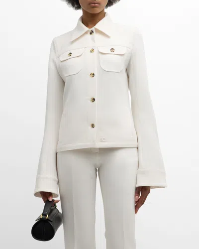Courrèges Flare-sleeve Overshirt Trucker Jacket In Off White