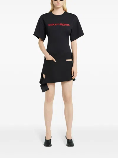COURRÈGES FLARED SLEEVES FITTED PRINTED T-SHIRT