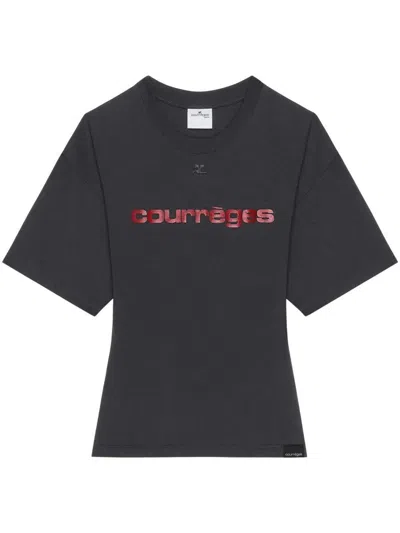 COURRÈGES COURRÈGES FLARED SLEEVES FITTED PRINTED T-SHIRT