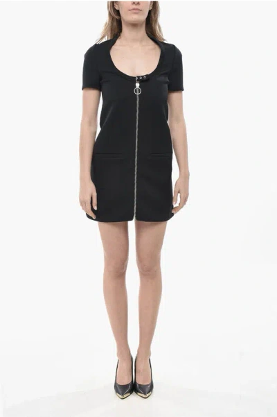 Courrèges Flared Zip-up Dress With Welt Pockets In Blue