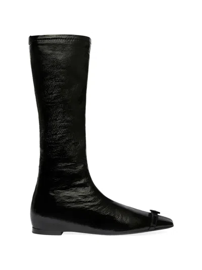 Courrèges Courregès "flat Buckle" Vinyl Boots In Black
