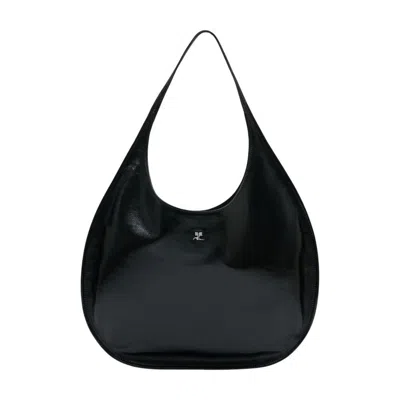 Courrèges Flat Holy Shoulder Bag In Black