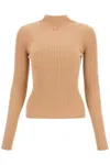 Courrèges Beige Solar Light Rib Mockneck Sweater In Beige
