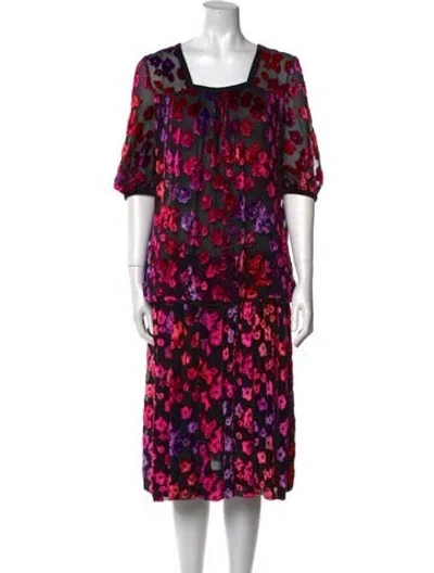 Pre-owned Courrèges Floral Print Midi Length Dress In Multi