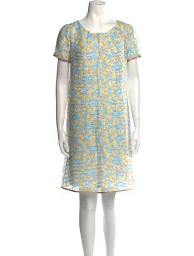 Pre-owned Courrèges Floral Print Mini Dress In Neutral