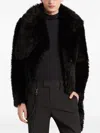 Courrèges Shearling Belted Coat In Black