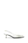 Courrèges White Fold Iced Leather Slingback Heels In White