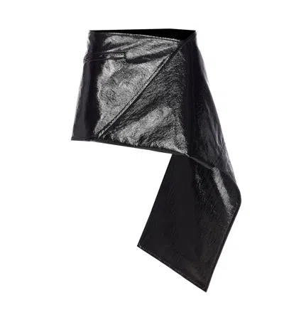 Courrèges Fold Vinyl Mini Skirt In Black