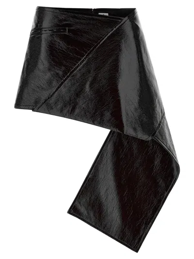 Courrèges 'fold Vinyl Mini' Skirt In Black