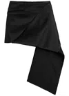 Courrèges Folded Asymmetric Satin Mini Skirt In Black