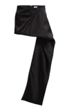 Courrèges Folded Cotton Satin Skirt In Black