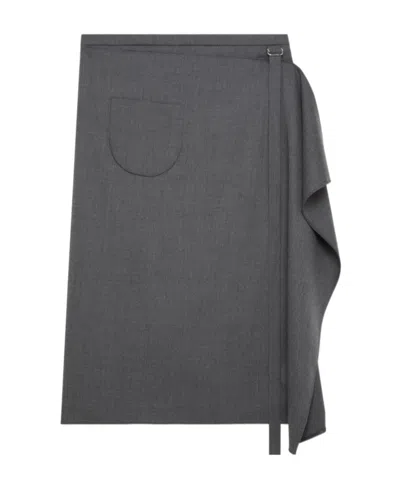 Courrèges Folded Gray Skirt In Black