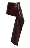 Courrèges Folded Vinyl Mini Skirt In Burgundy