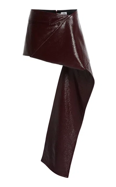 Courrèges Folded Vinyl Mini Skirt In Burgundy